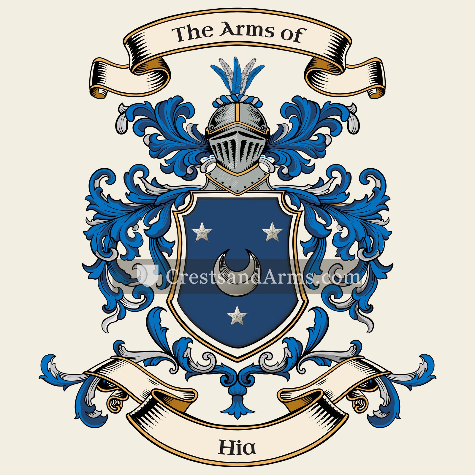 The Hia coat of arms, drawn from the recorded blazon