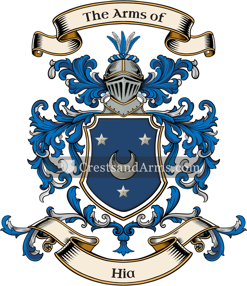 The Hia coat of arms, drawn from the recorded blazon