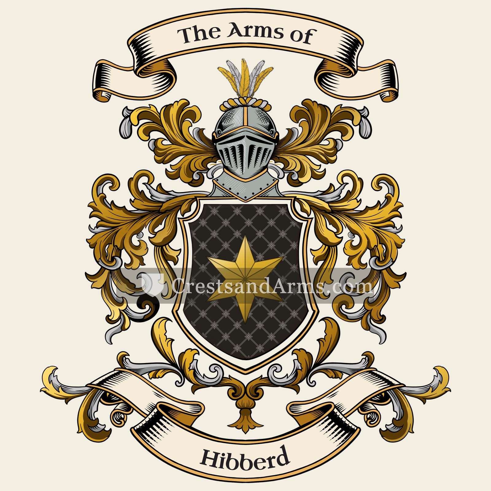 The Hibberd coat of arms, drawn from the recorded blazon