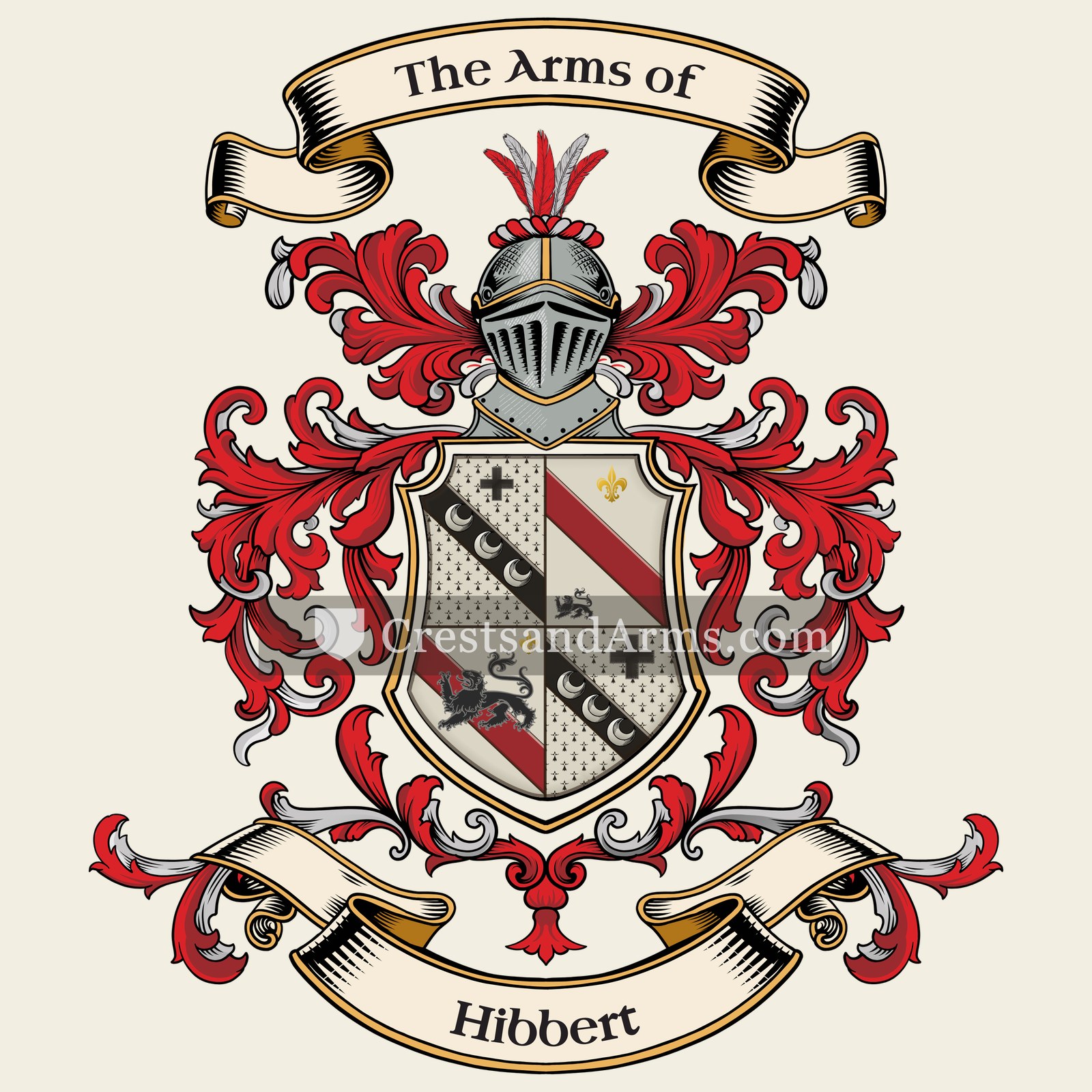 The Hibbert coat of arms, drawn from the recorded blazon