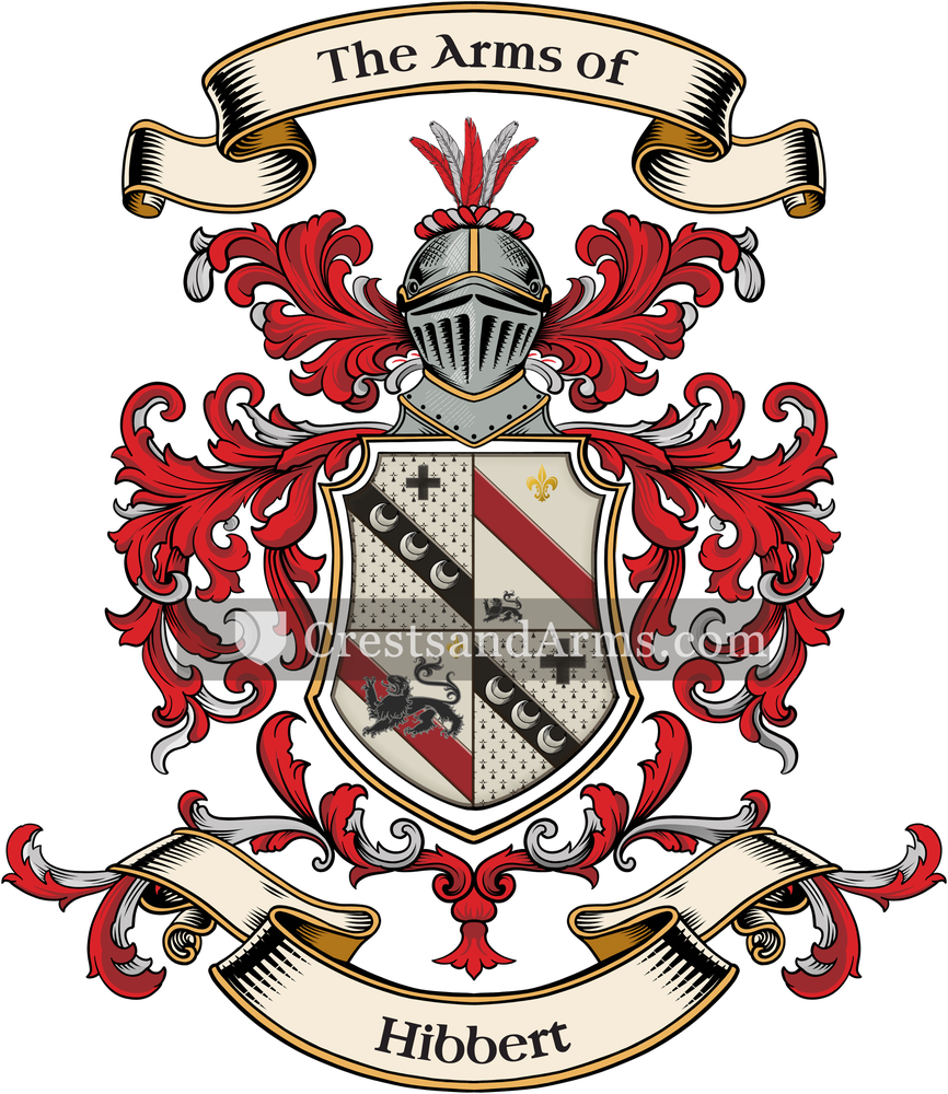 The Hibbert coat of arms, drawn from the recorded blazon