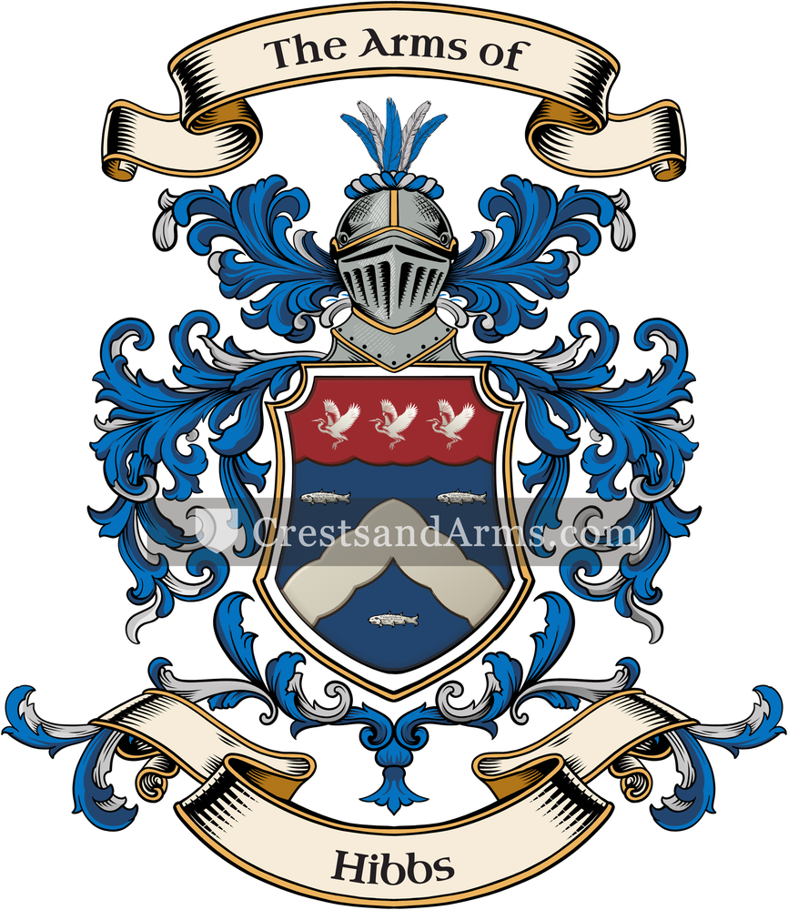 The Hibbs coat of arms, drawn from the recorded blazon