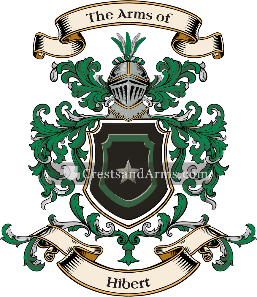 The Hibert coat of arms, drawn from the recorded blazon