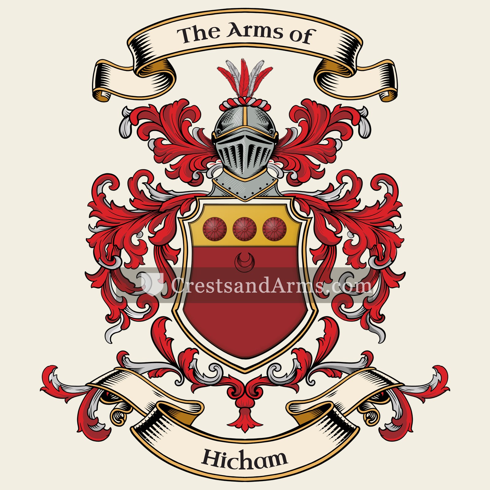 The Hicham coat of arms, drawn from the recorded blazon