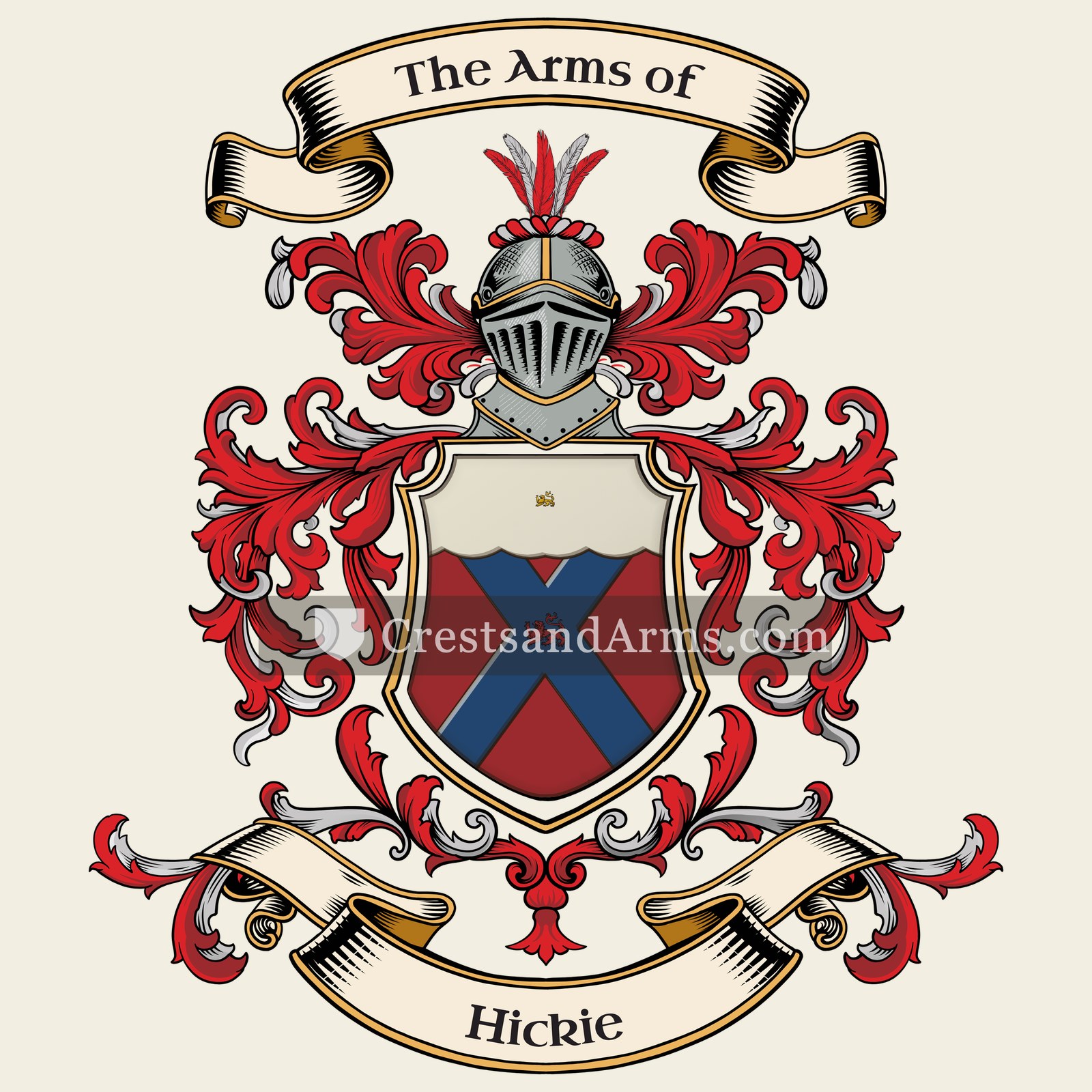 The Hickie coat of arms, drawn from the recorded blazon