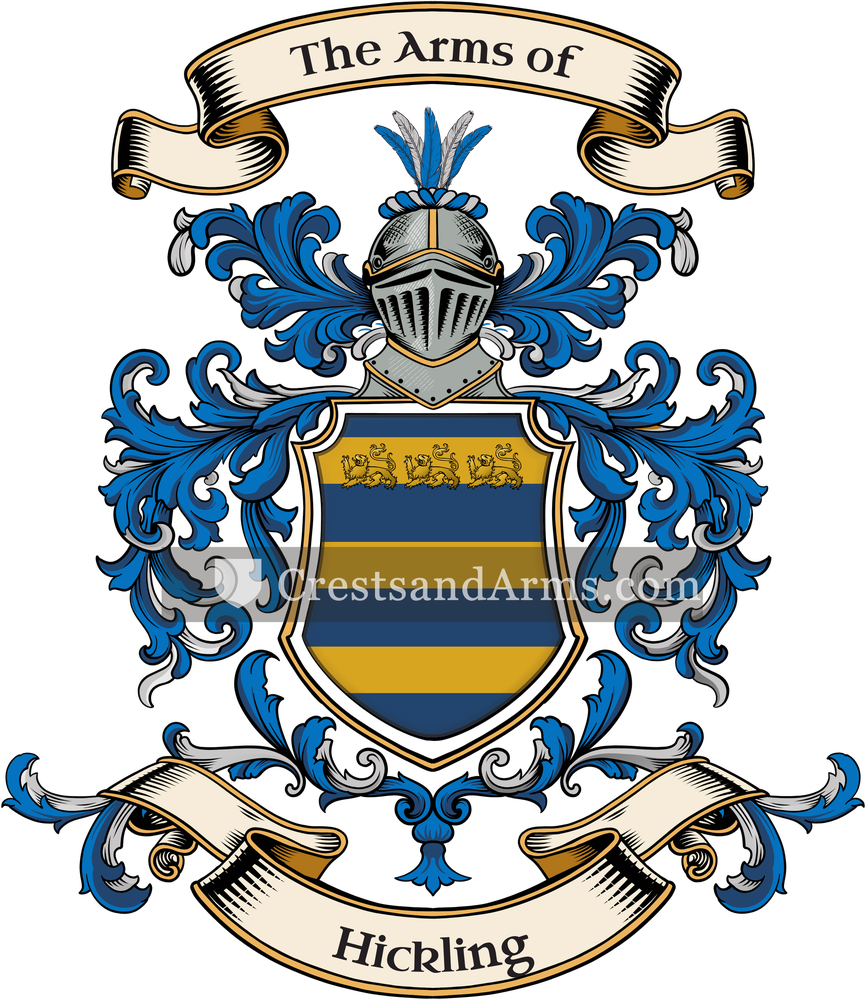 The Hickling coat of arms, drawn from the recorded blazon