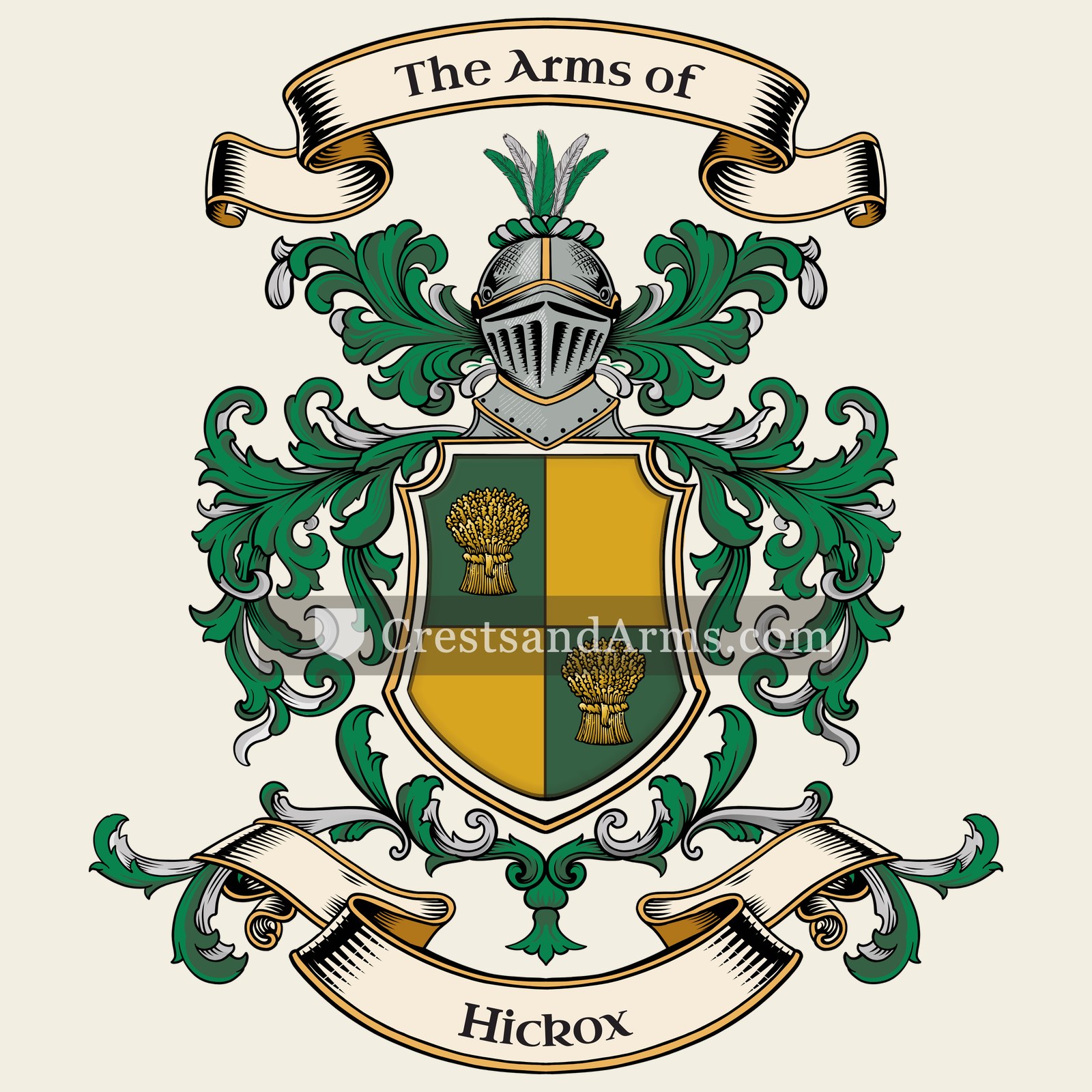 The Hickox coat of arms, drawn from the recorded blazon