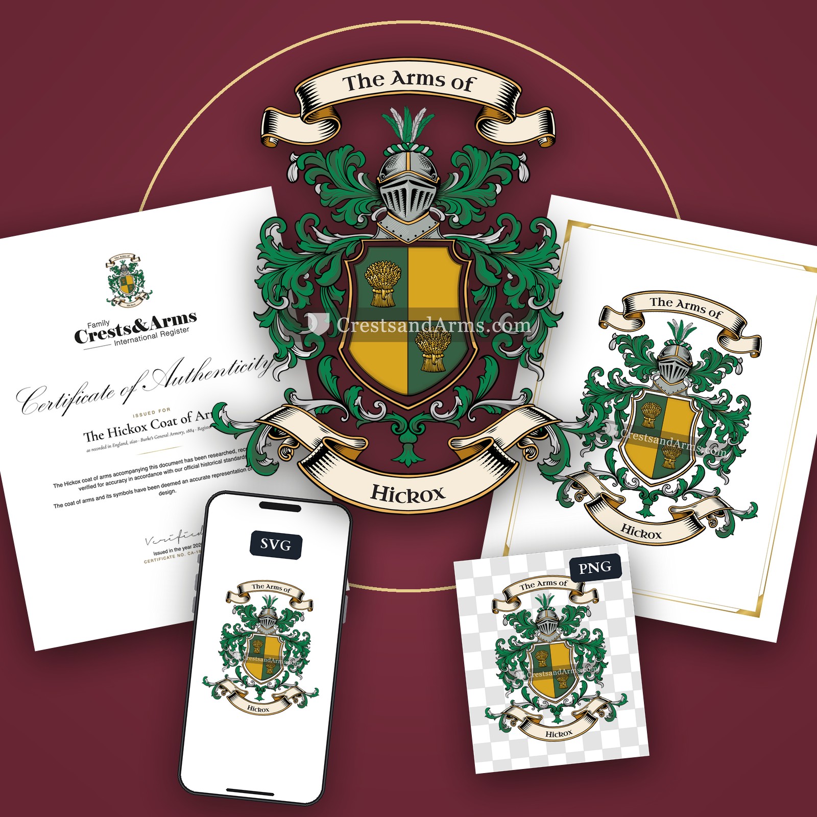 The Hickox arms on the coat of arms — digital pack