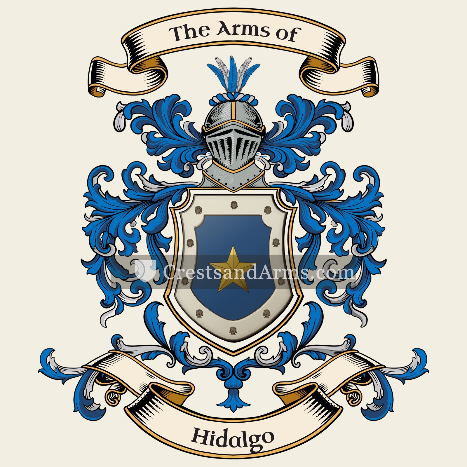 The Hidalgo coat of arms, drawn from the recorded blazon