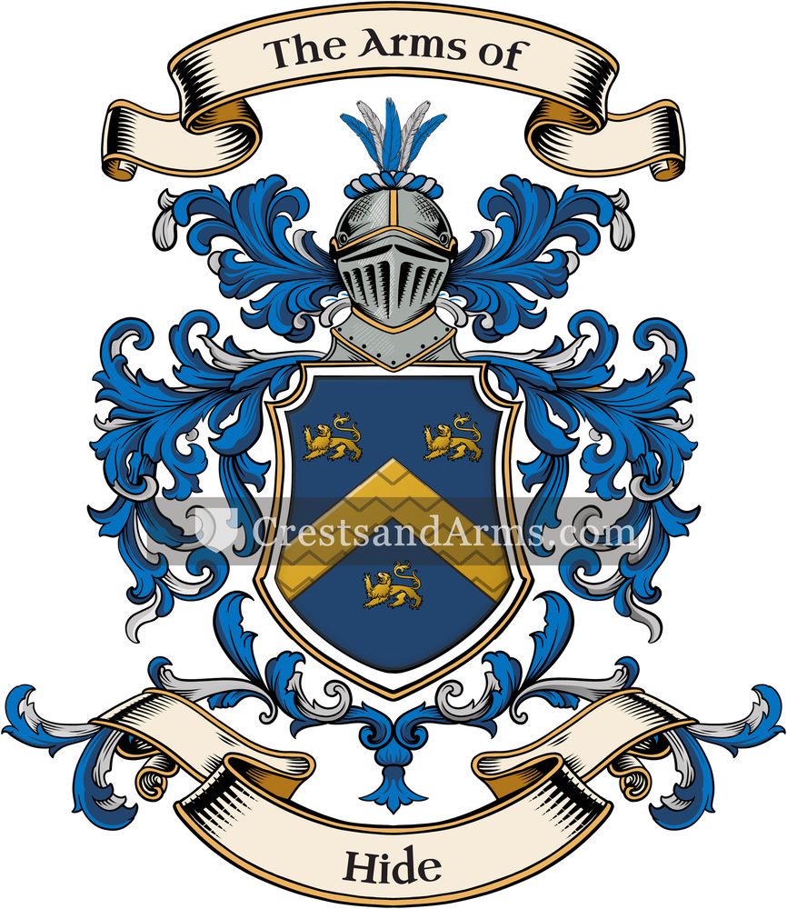 The Hide coat of arms, drawn from the recorded blazon