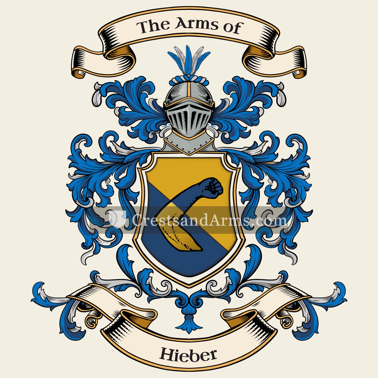 The Hieber coat of arms, drawn from the recorded blazon