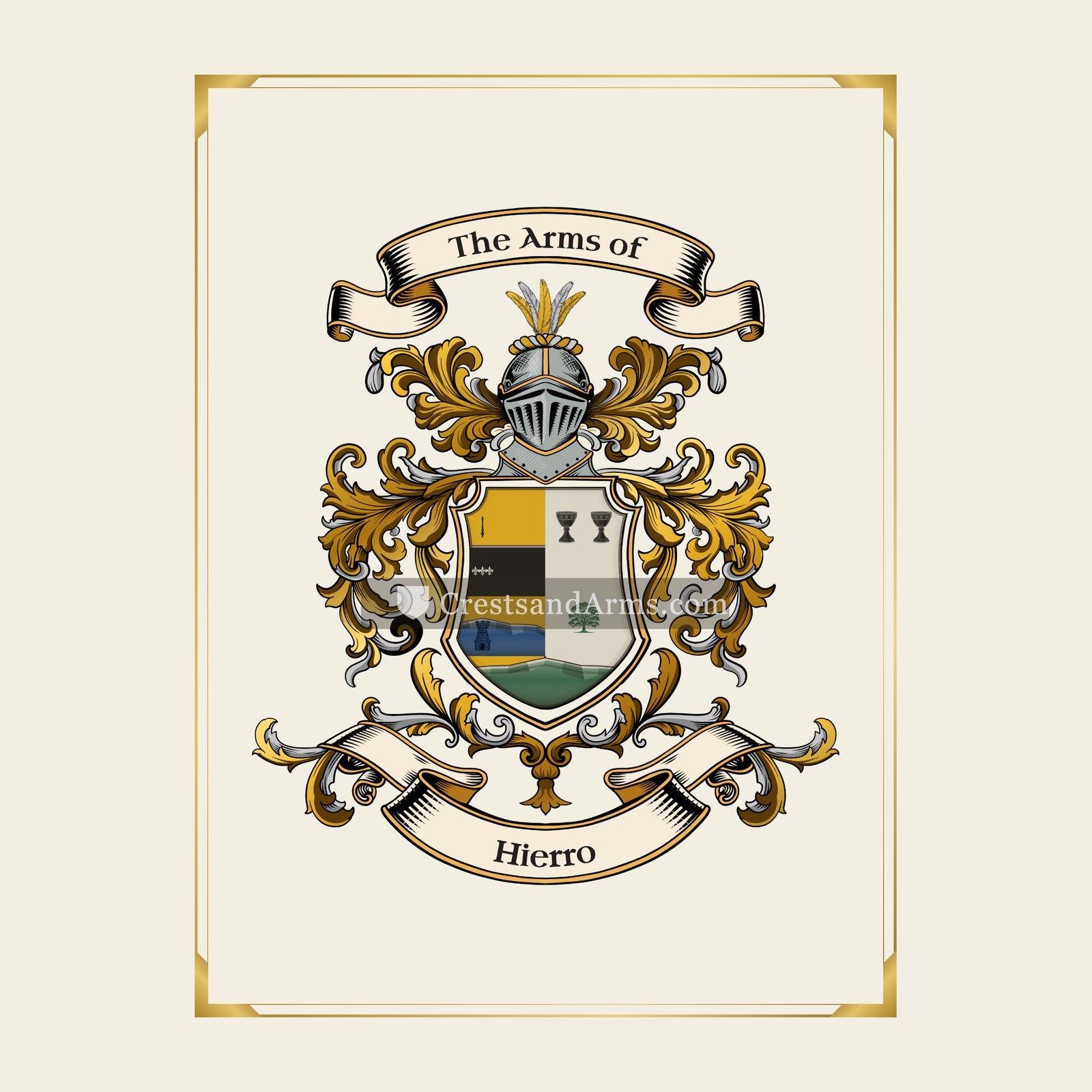 With gold border