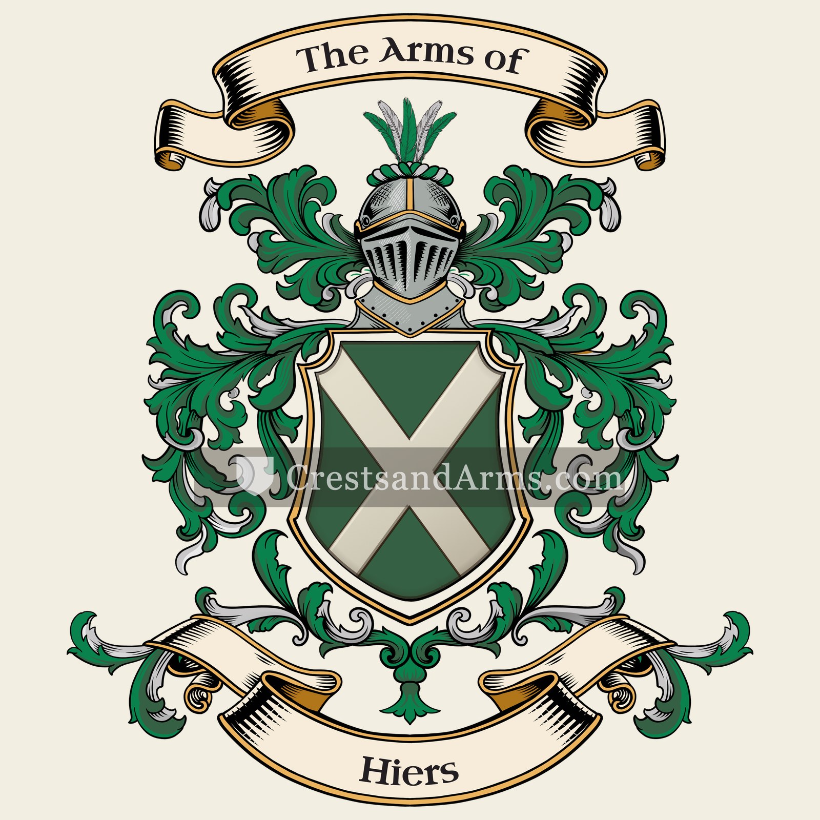 The Hiers coat of arms, drawn from the recorded blazon