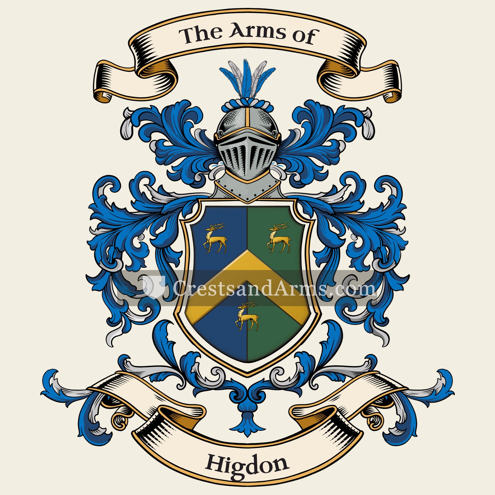 The Higdon coat of arms, drawn from the recorded blazon