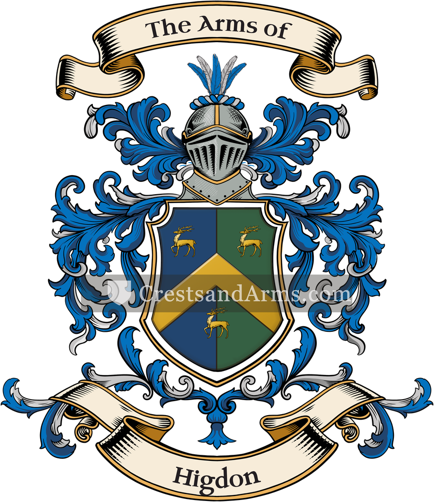 The Higdon coat of arms, drawn from the recorded blazon