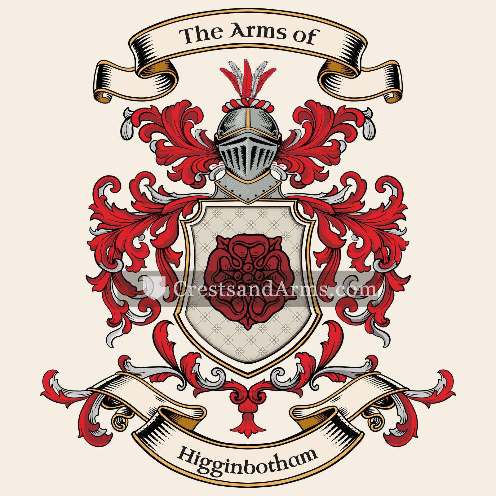 The Higginbotham coat of arms, drawn from the recorded blazon