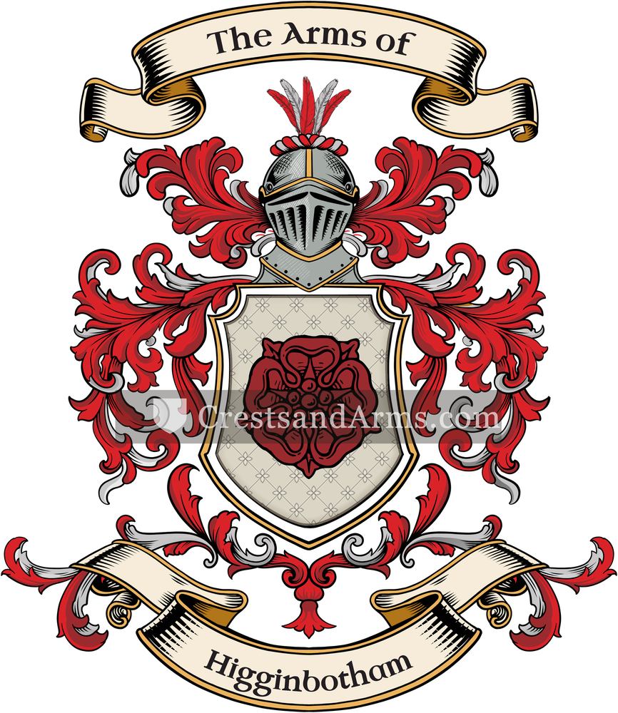 The Higginbotham coat of arms, drawn from the recorded blazon