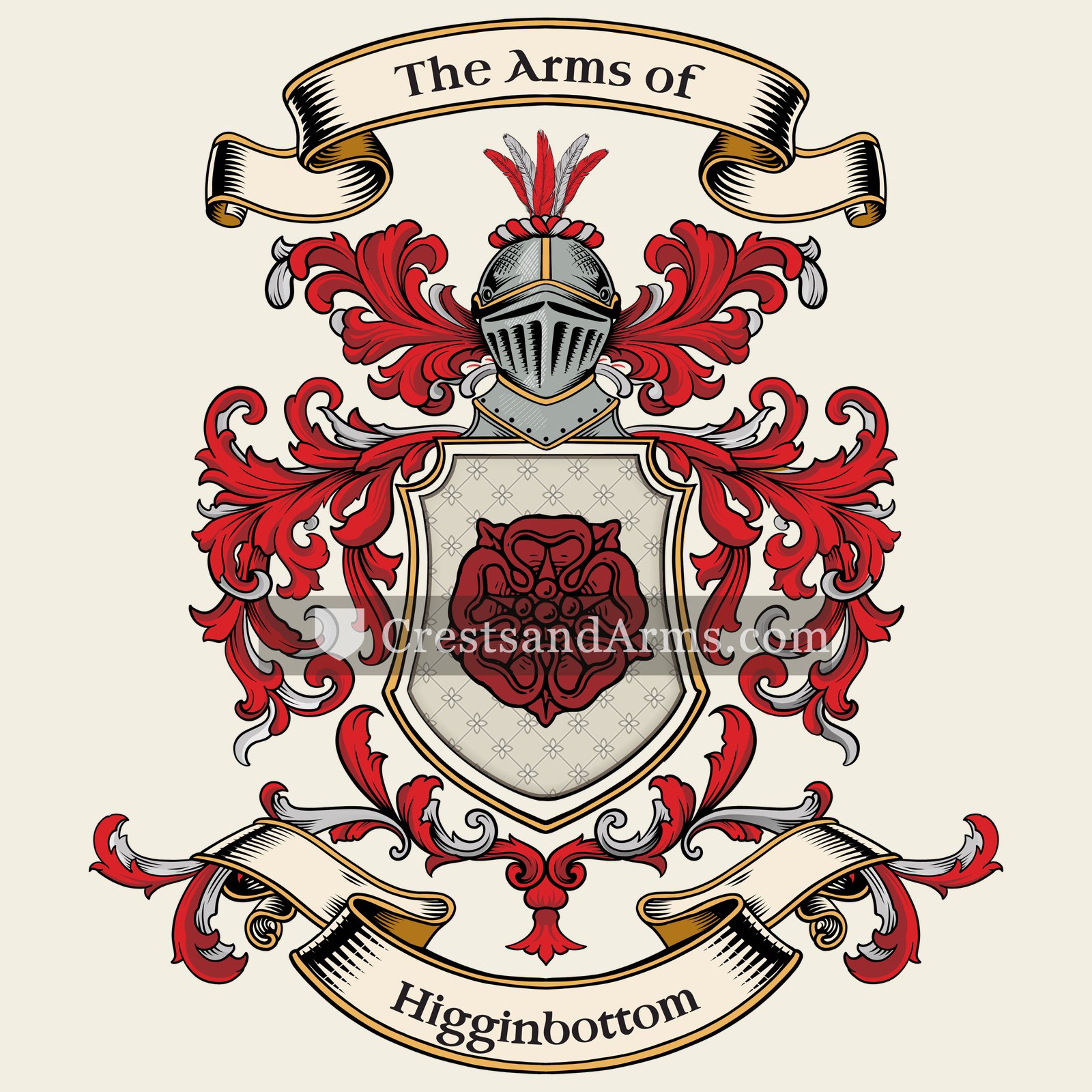 The Higginbottom coat of arms, drawn from the recorded blazon