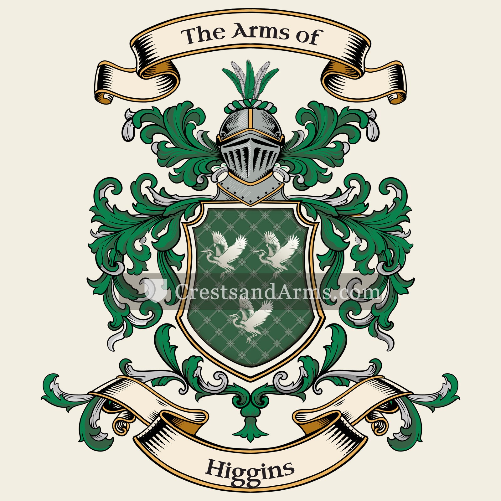 The Higgins coat of arms, drawn from the recorded blazon