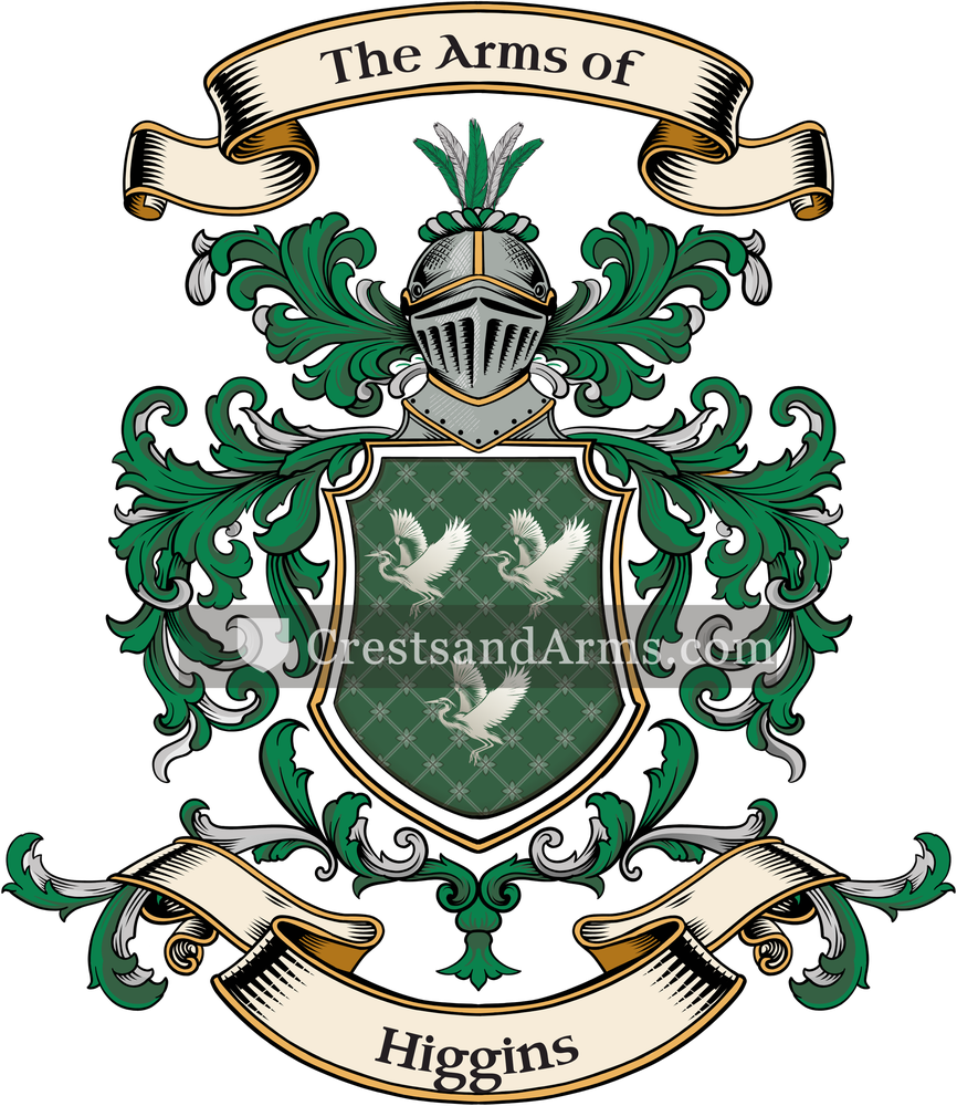 The Higgins coat of arms, drawn from the recorded blazon
