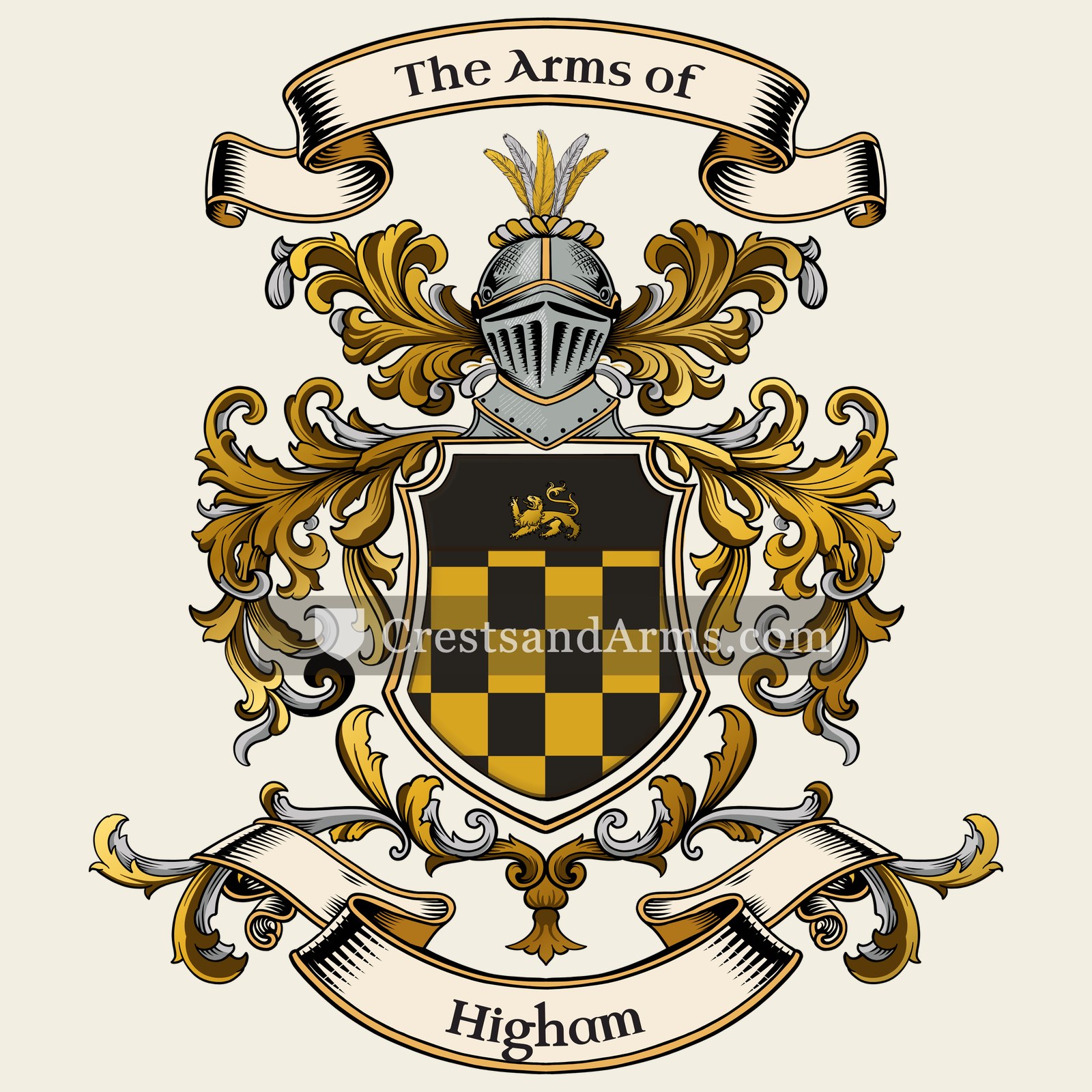 The Higham coat of arms, drawn from the recorded blazon