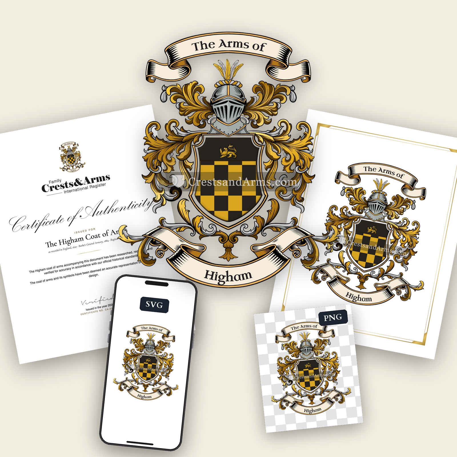 The Higham arms on the coat of arms — digital pack