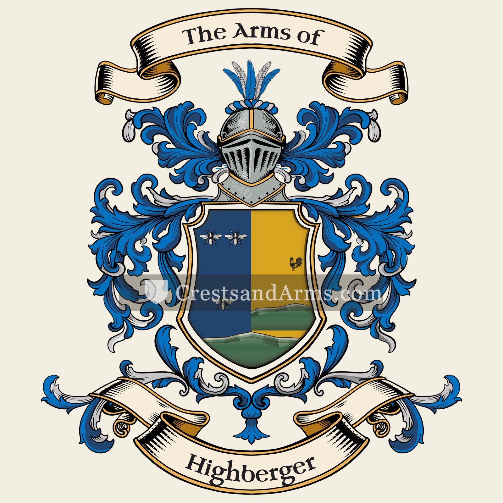 The Highberger coat of arms, drawn from the recorded blazon