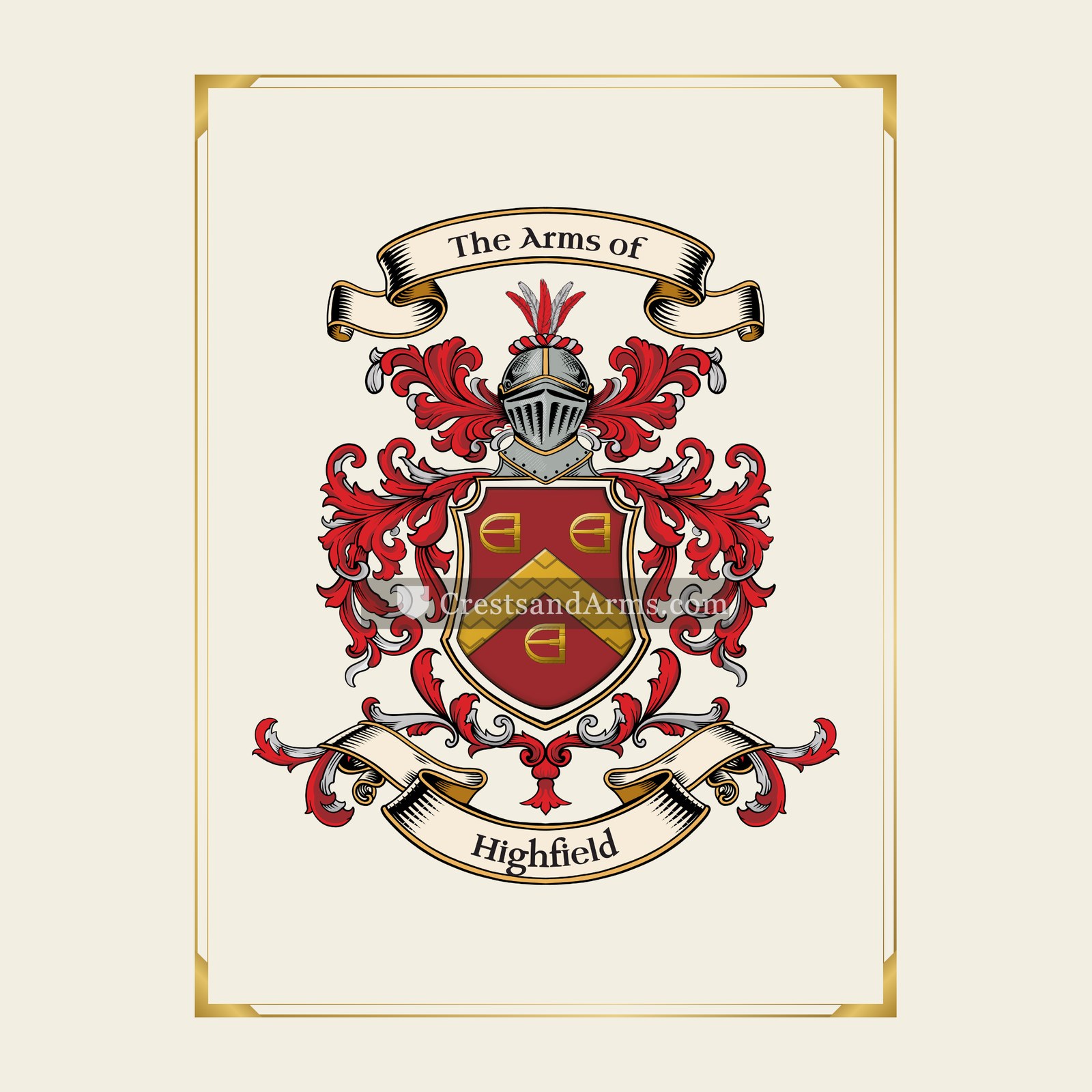 With gold border