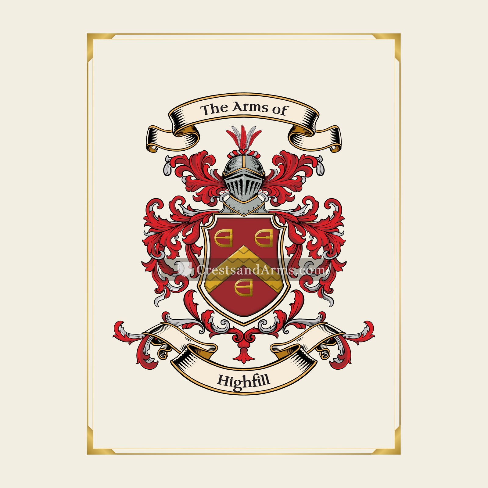 With gold border