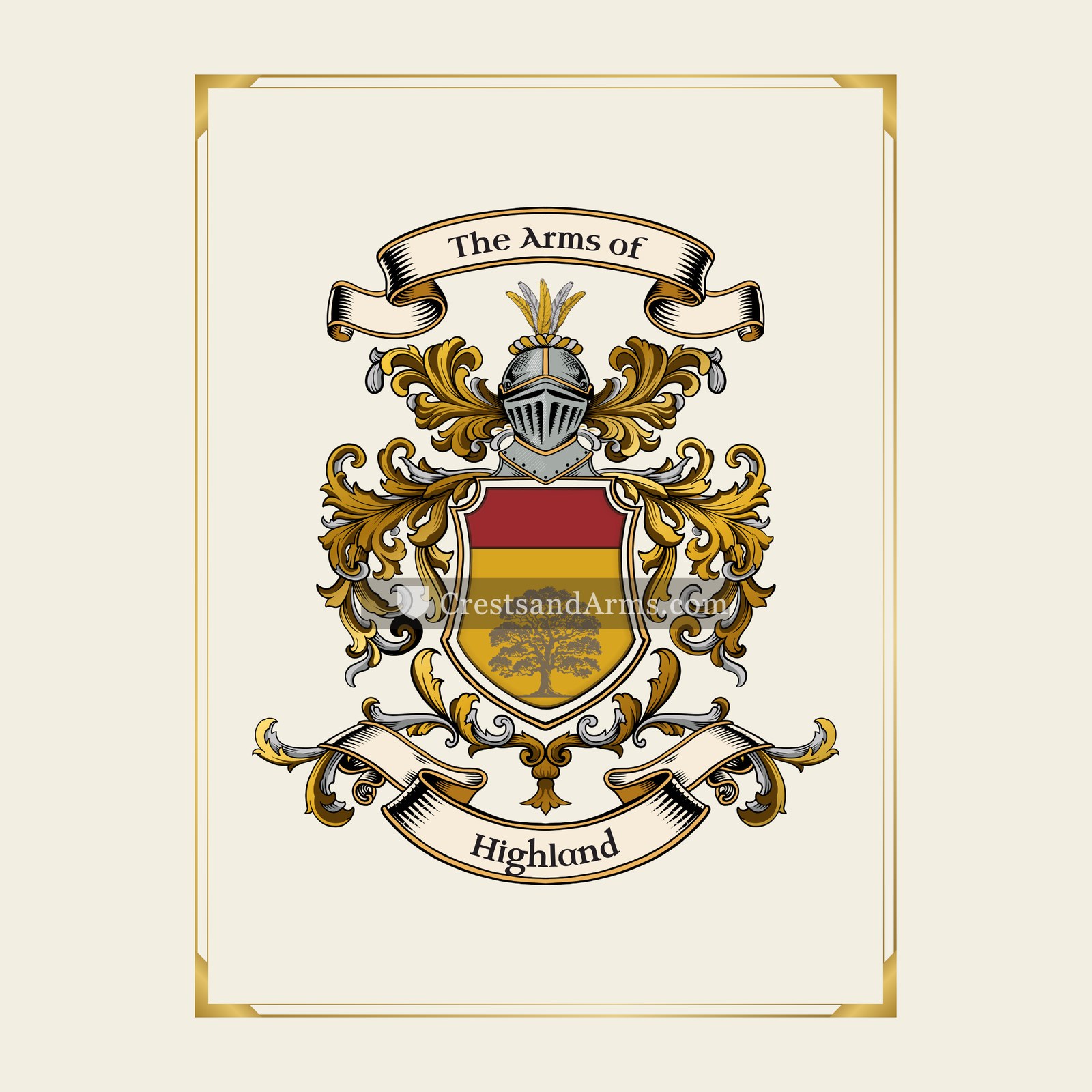With gold border