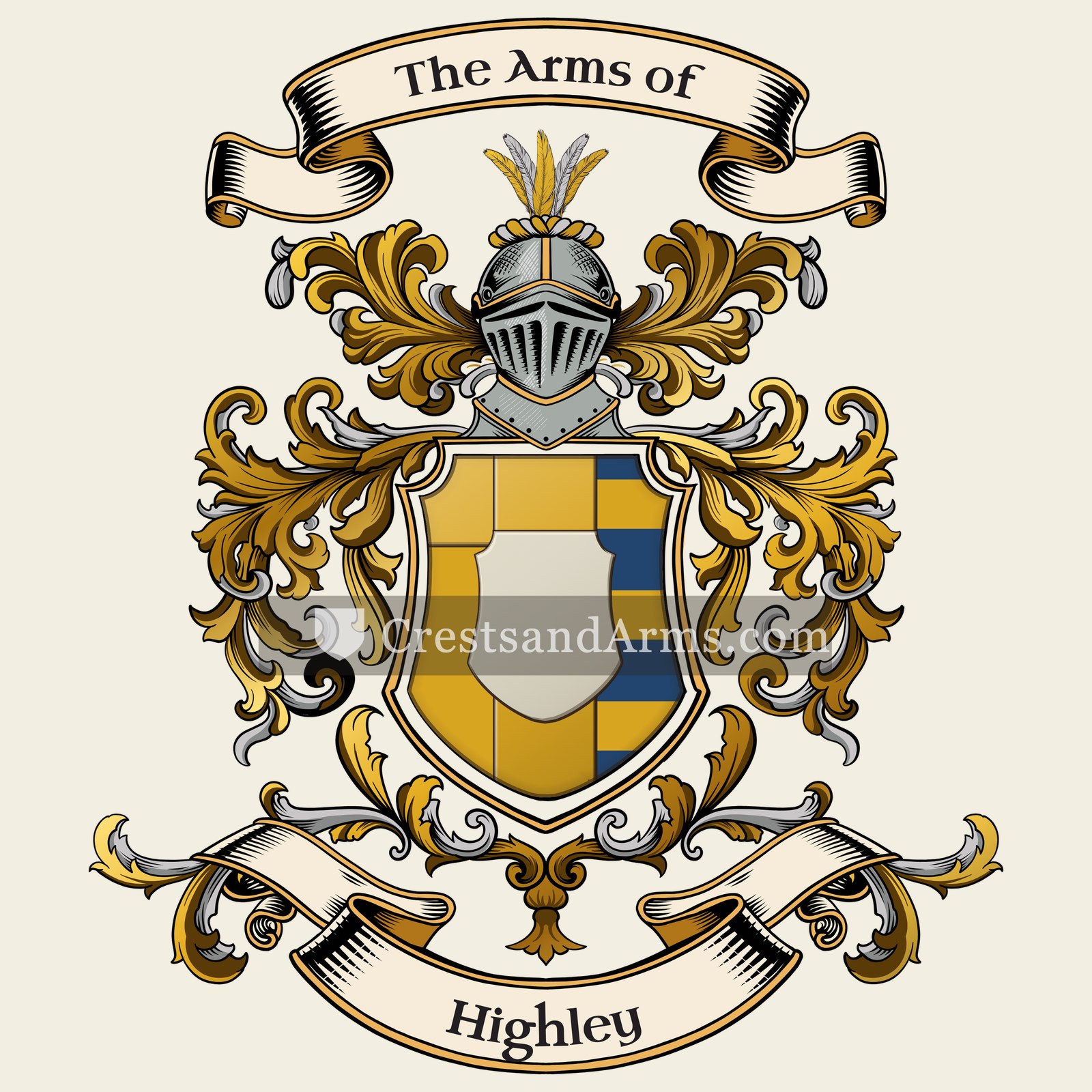 The Highley coat of arms, drawn from the recorded blazon