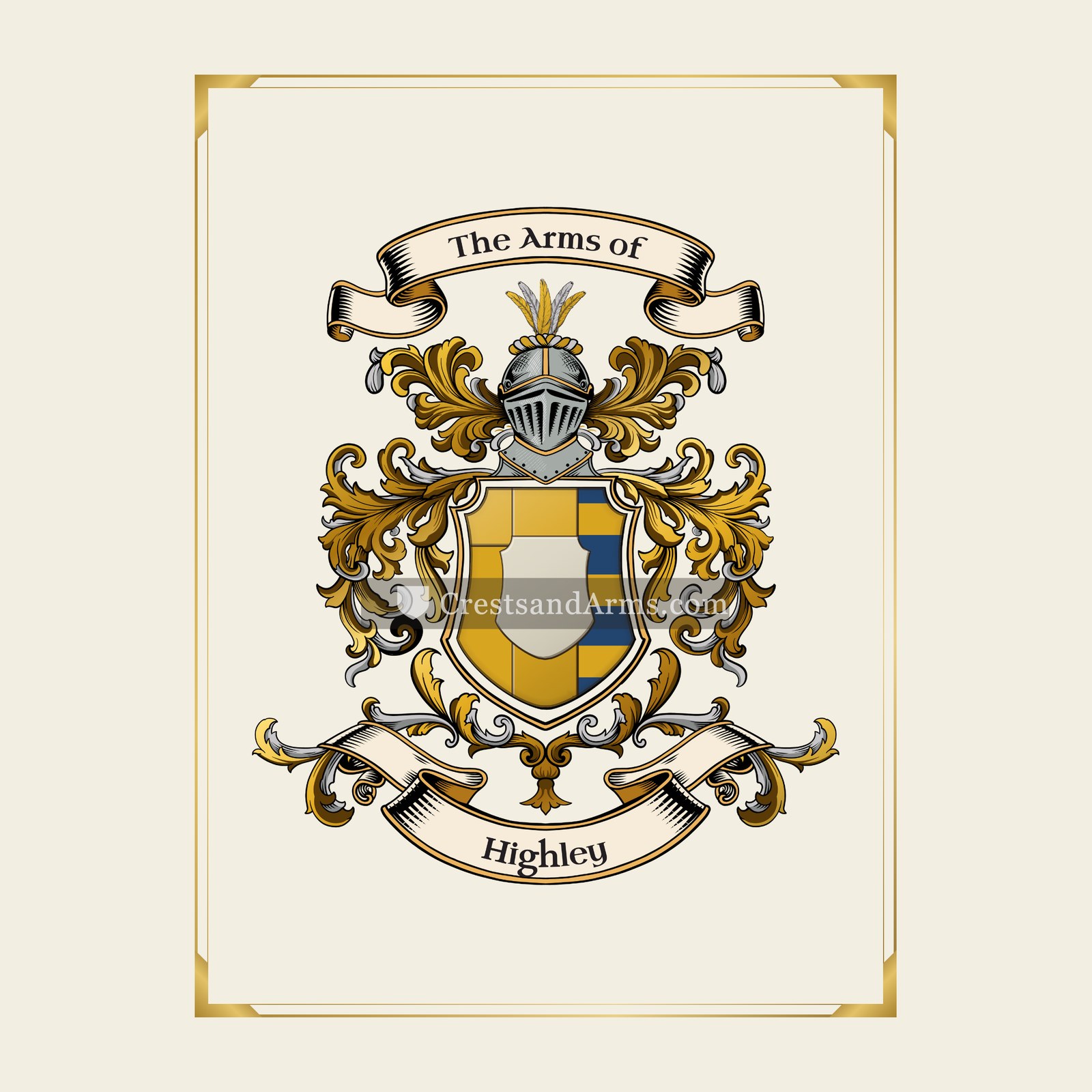 With gold border