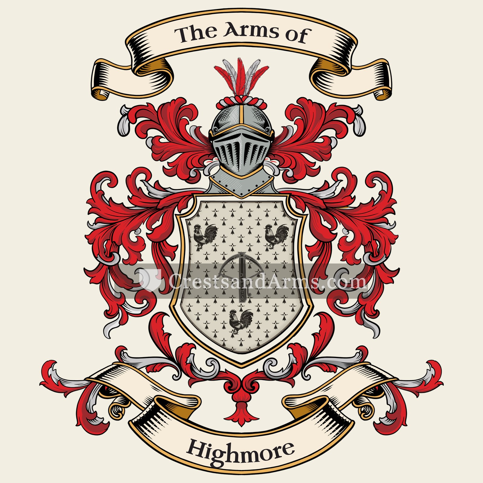 The Highmore coat of arms, drawn from the recorded blazon