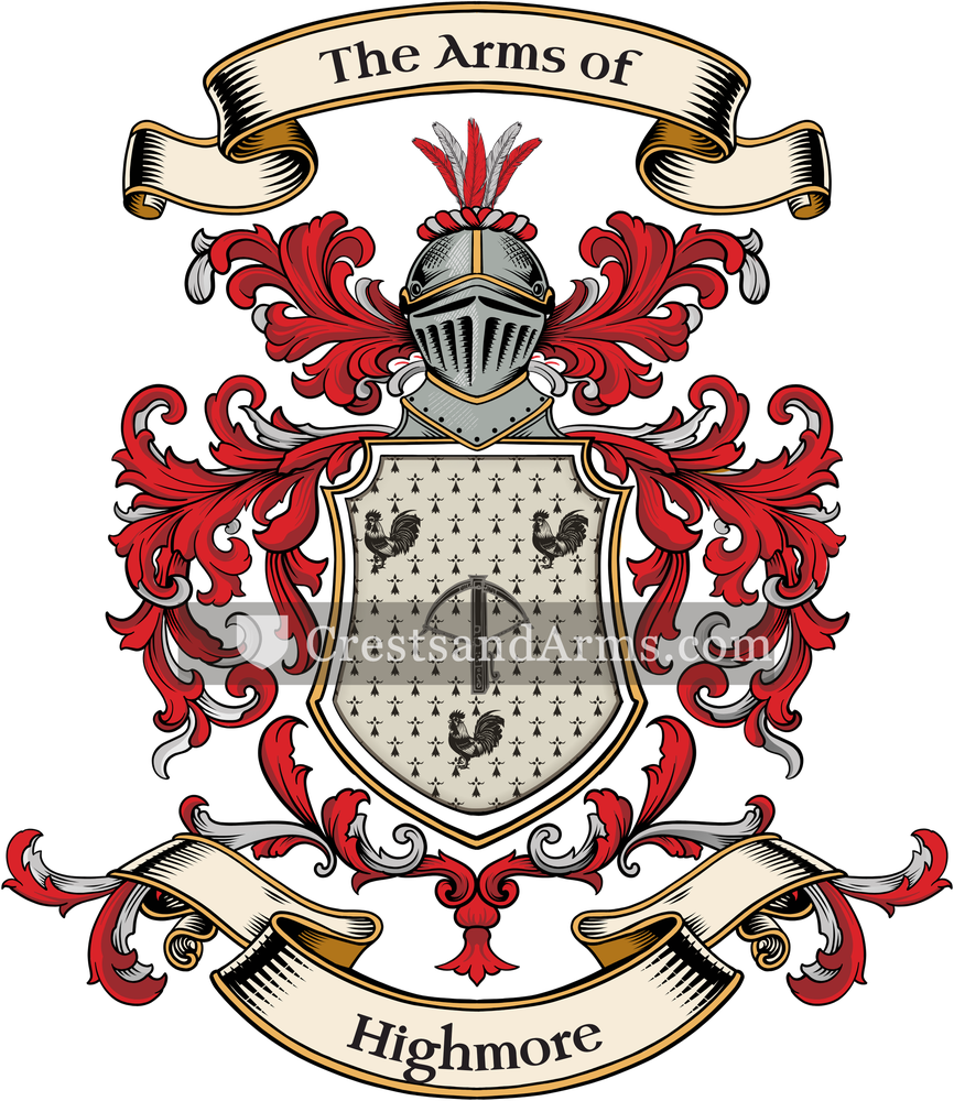 The Highmore coat of arms, drawn from the recorded blazon