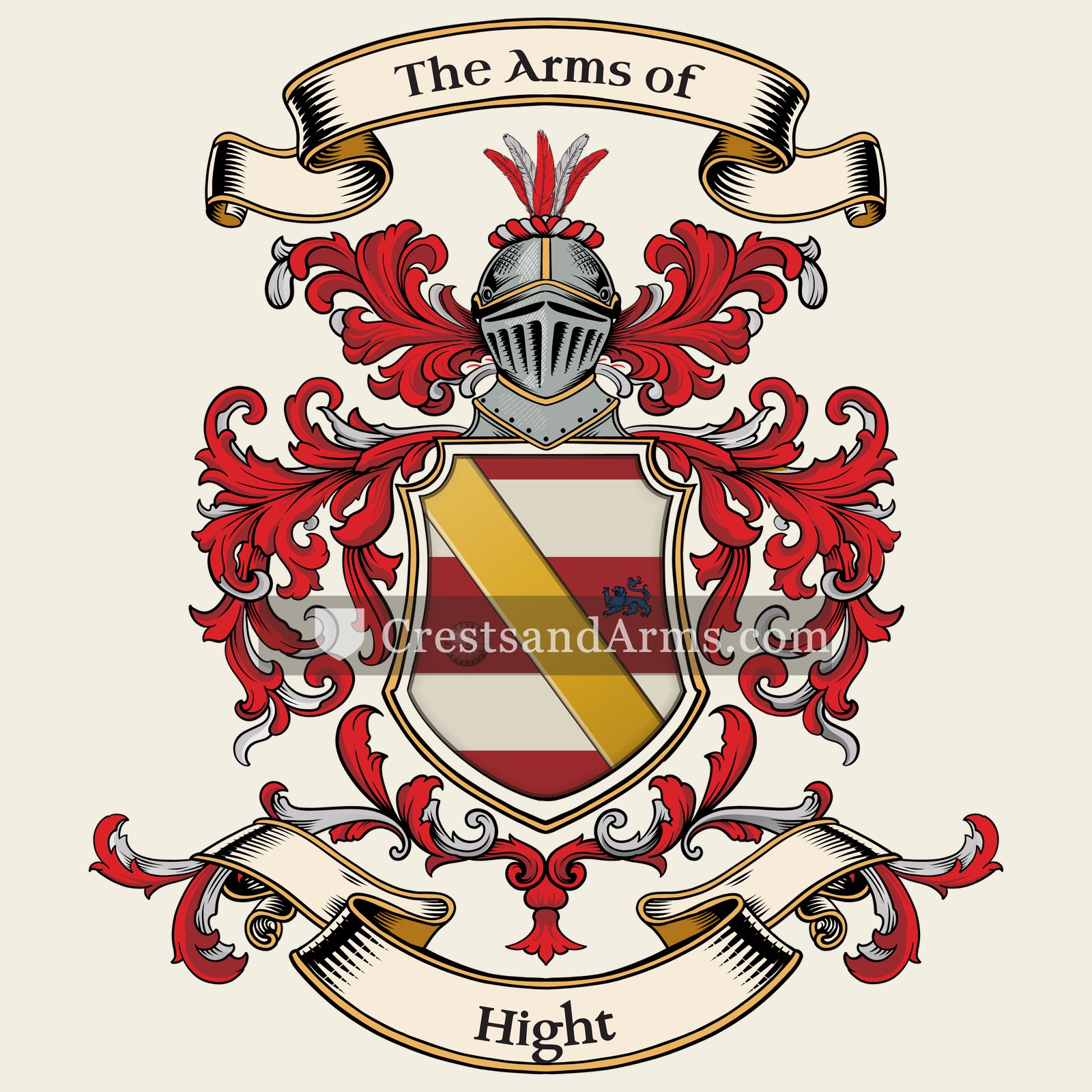 The Hight coat of arms, drawn from the recorded blazon