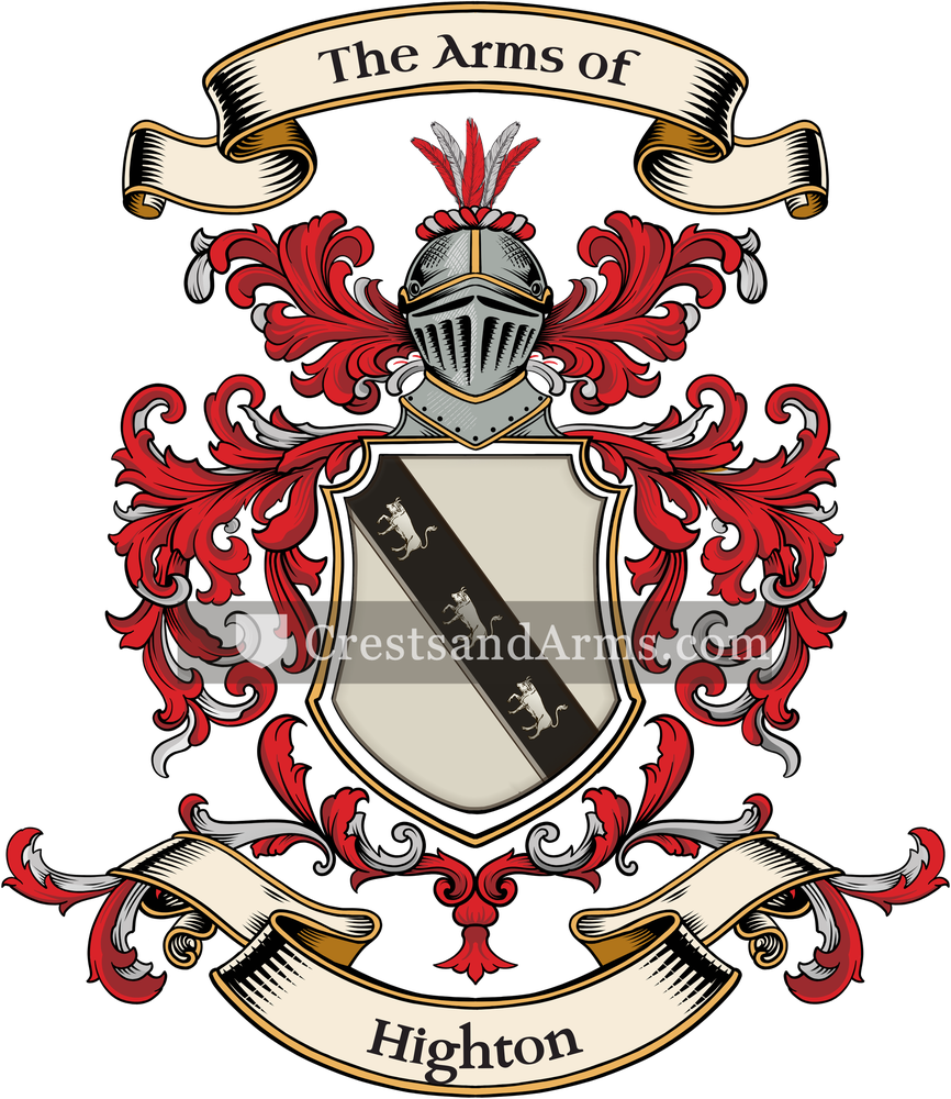 The Highton coat of arms, drawn from the recorded blazon