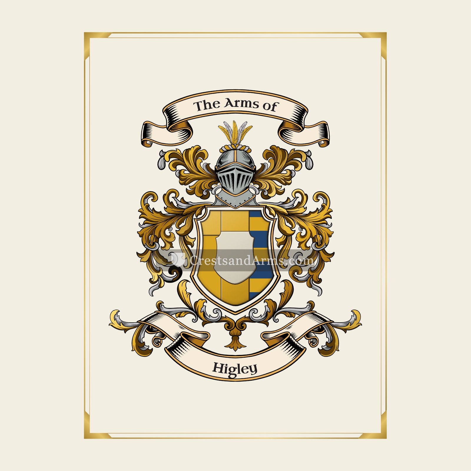 With gold border
