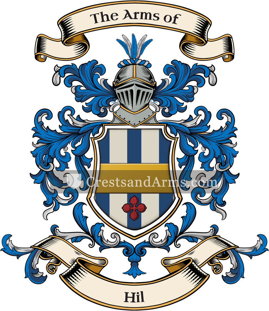 The Hil coat of arms, drawn from the recorded blazon
