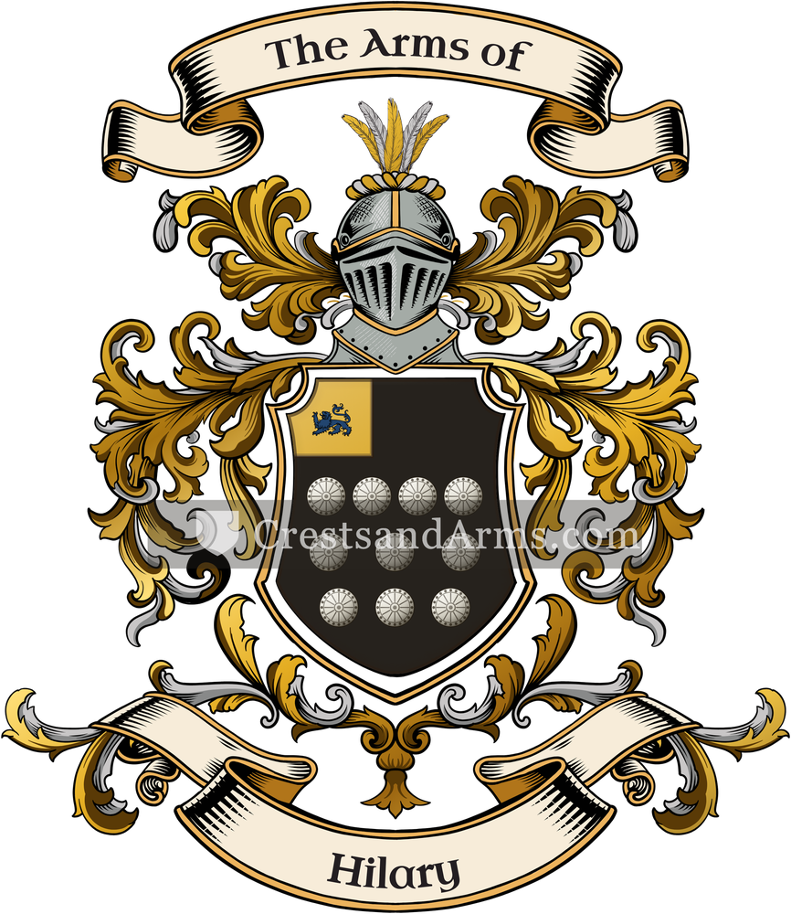 The Hilary coat of arms, drawn from the recorded blazon