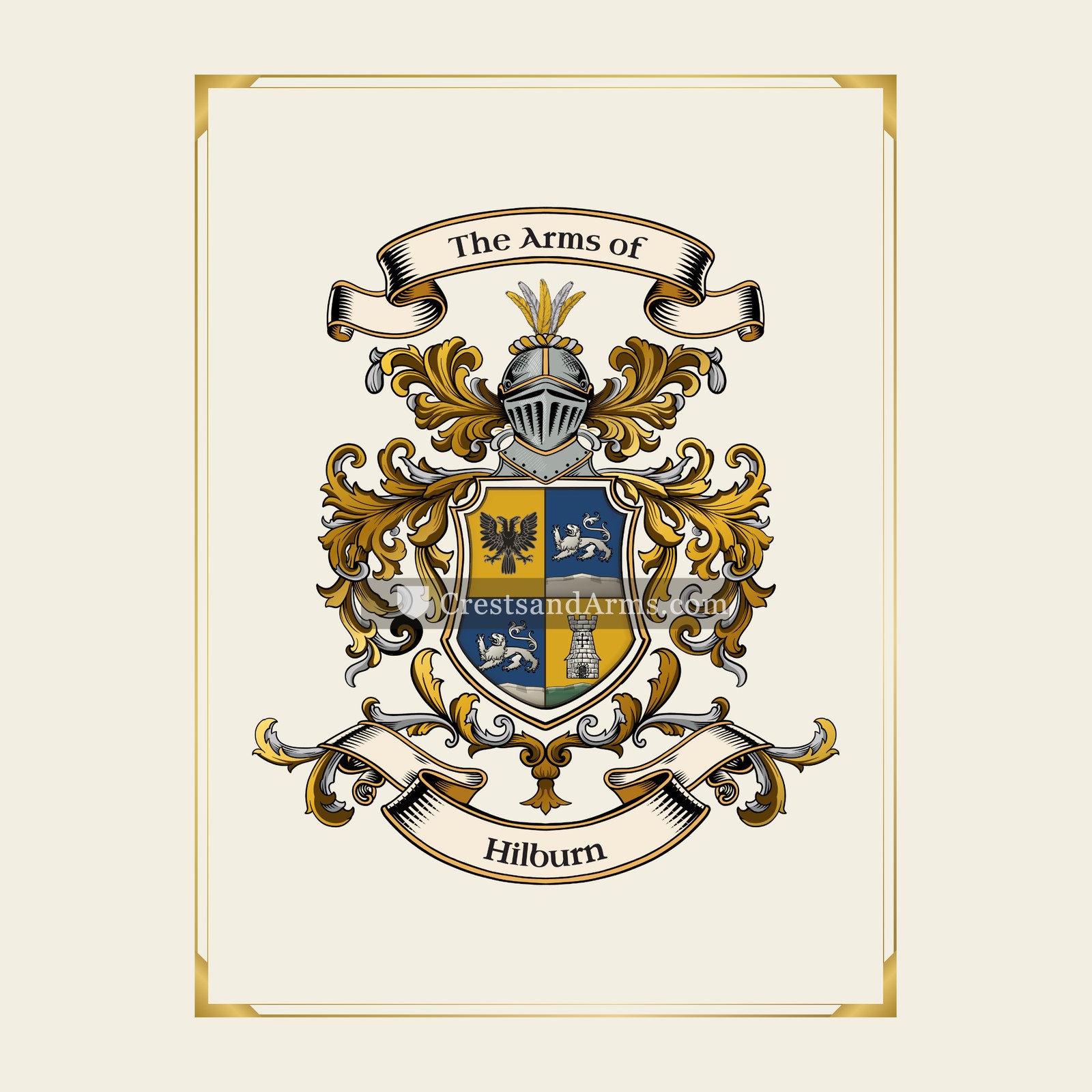 With gold border