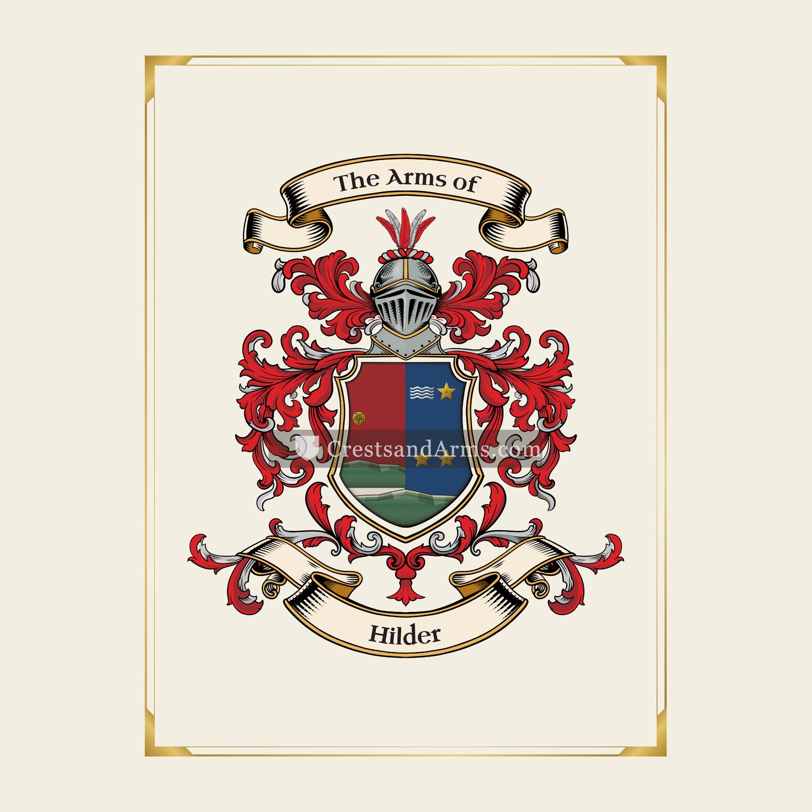 With gold border