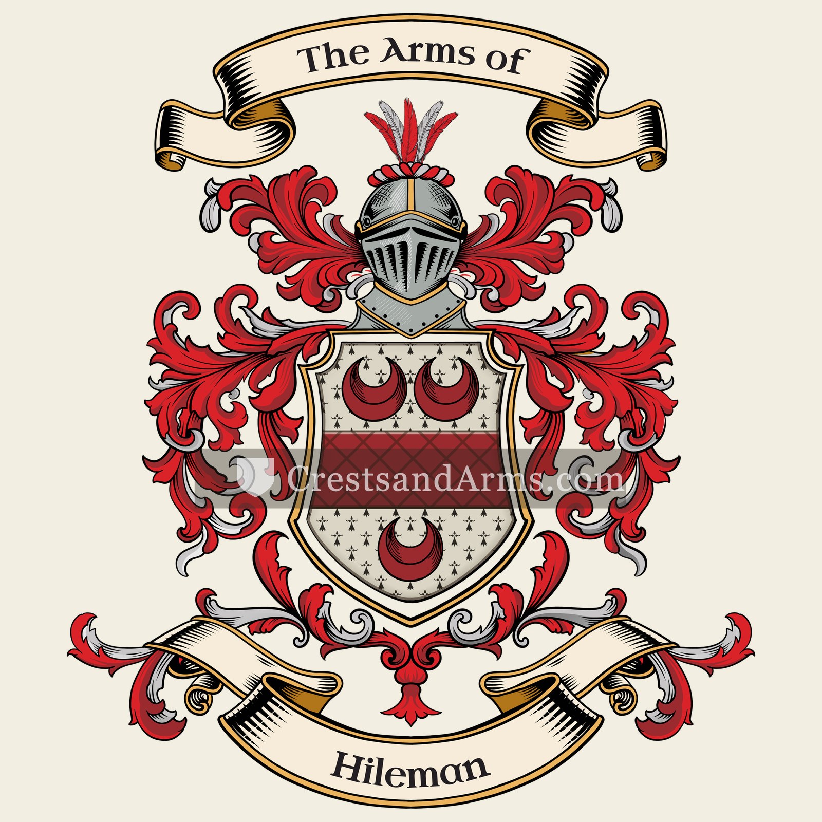 The Hileman coat of arms, drawn from the recorded blazon