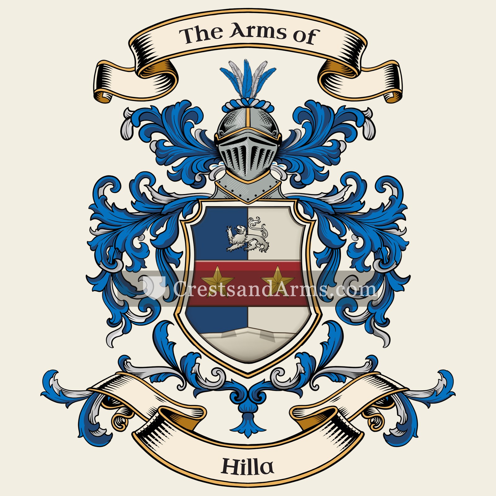The Hilla coat of arms, drawn from the recorded blazon