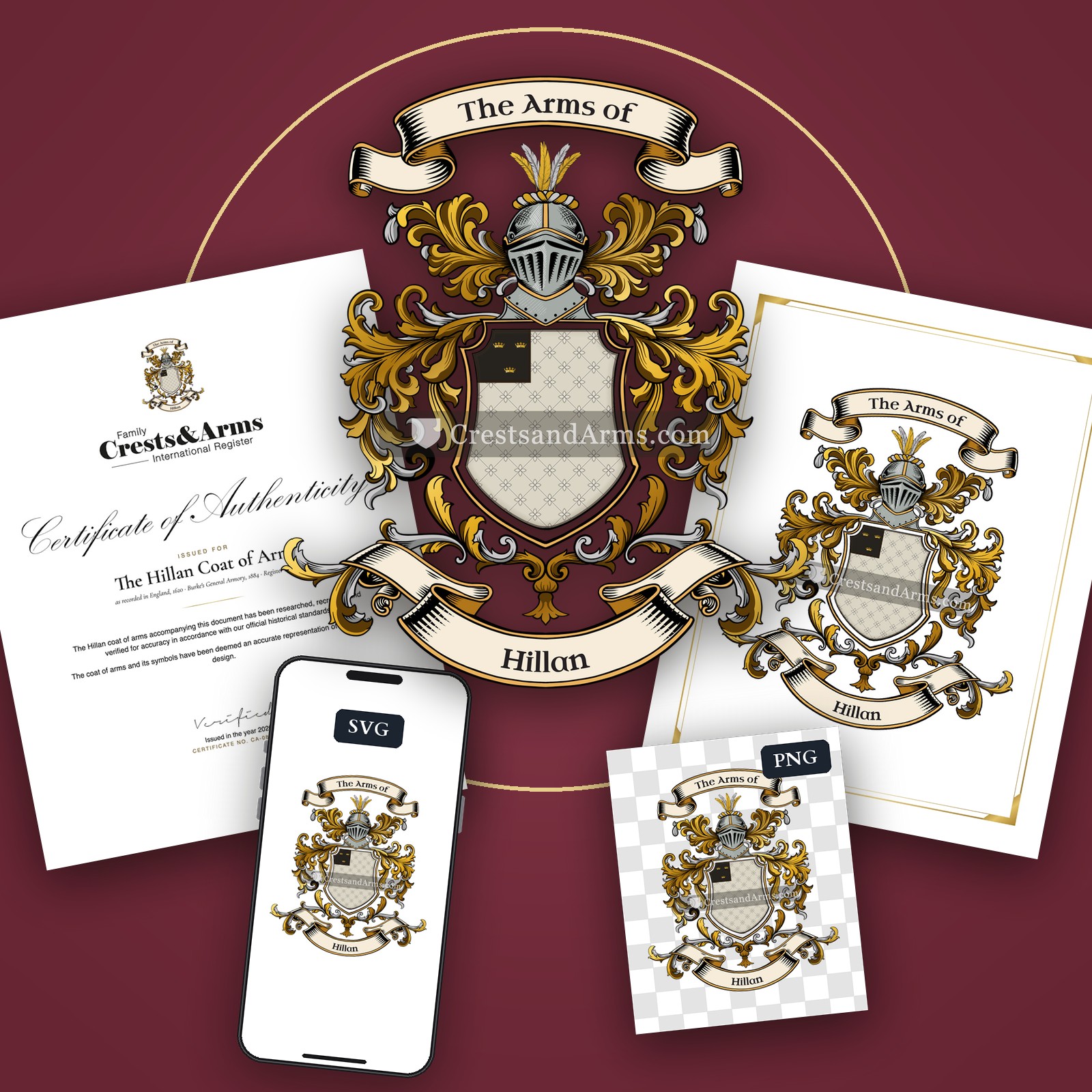 The Hillan arms on the coat of arms — digital pack