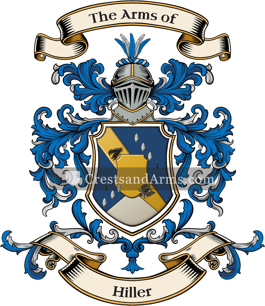 The Hiller coat of arms, drawn from the recorded blazon