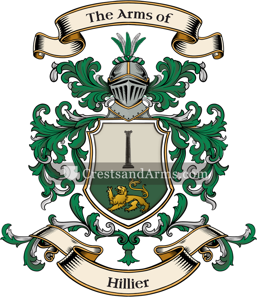 The Hillier coat of arms, drawn from the recorded blazon