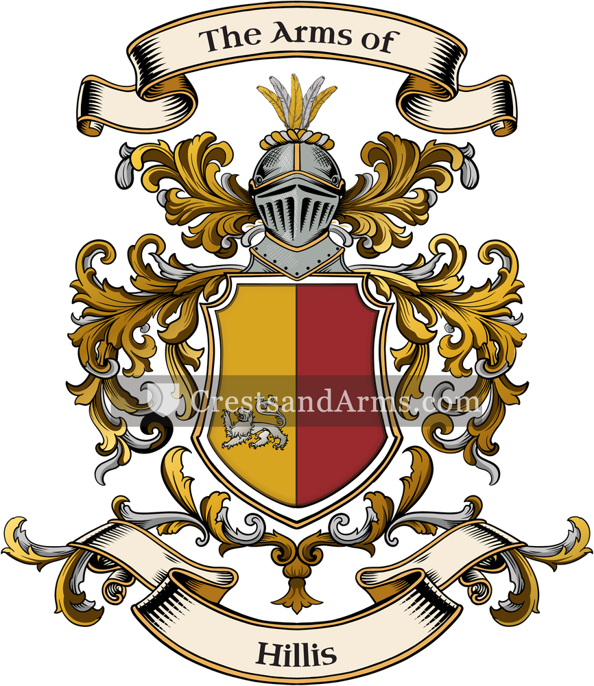 The Hillis coat of arms, drawn from the recorded blazon