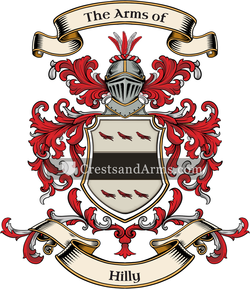 The Hilly coat of arms, drawn from the recorded blazon