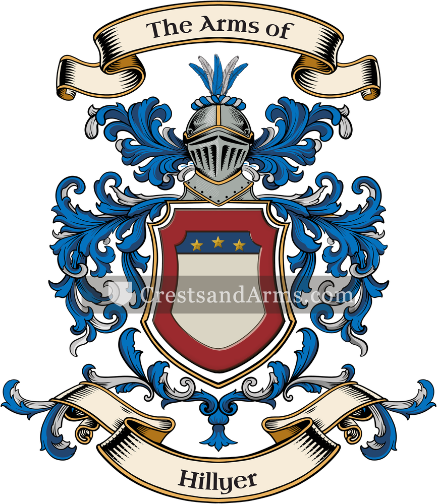 The Hillyer coat of arms, drawn from the recorded blazon