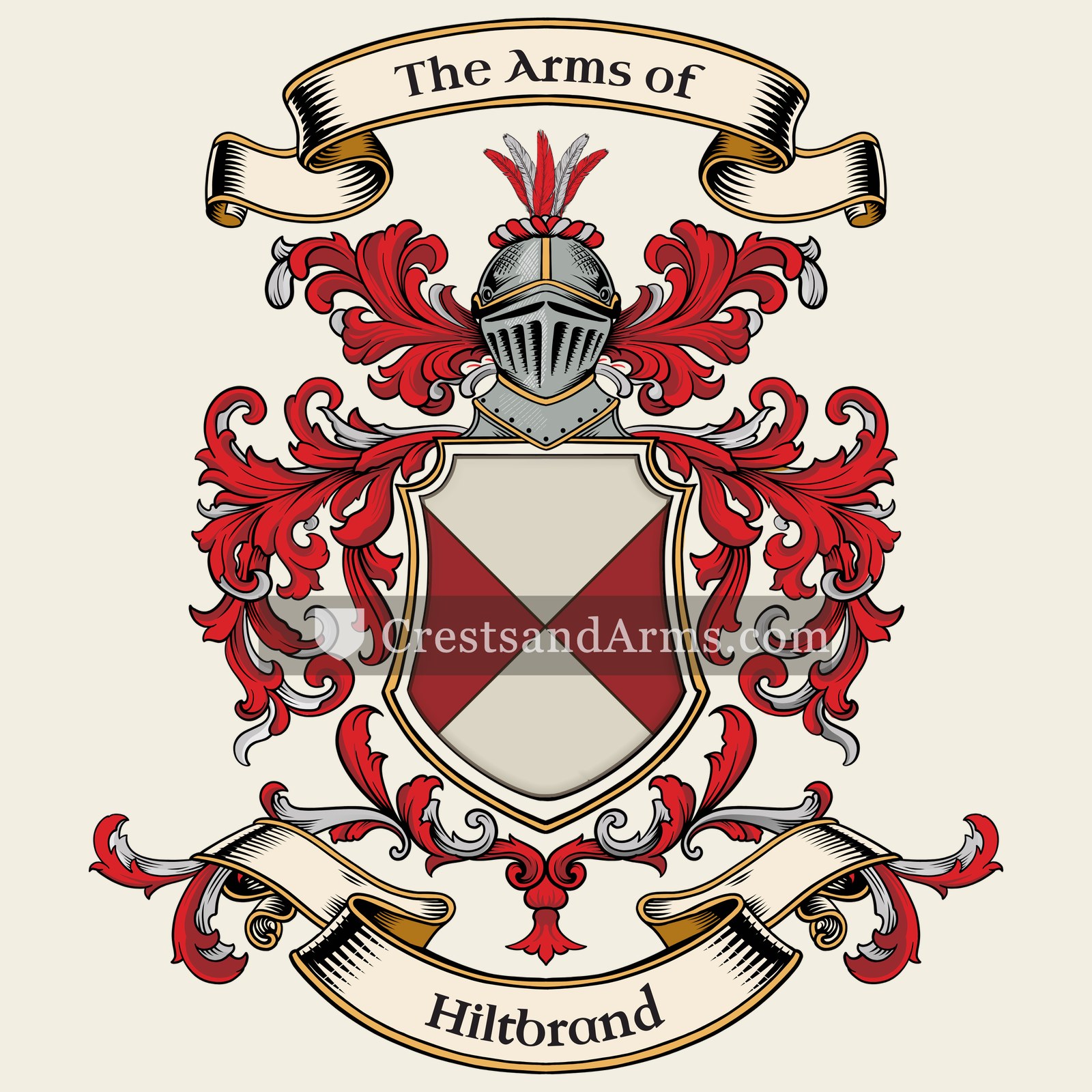 The Hiltbrand coat of arms, drawn from the recorded blazon